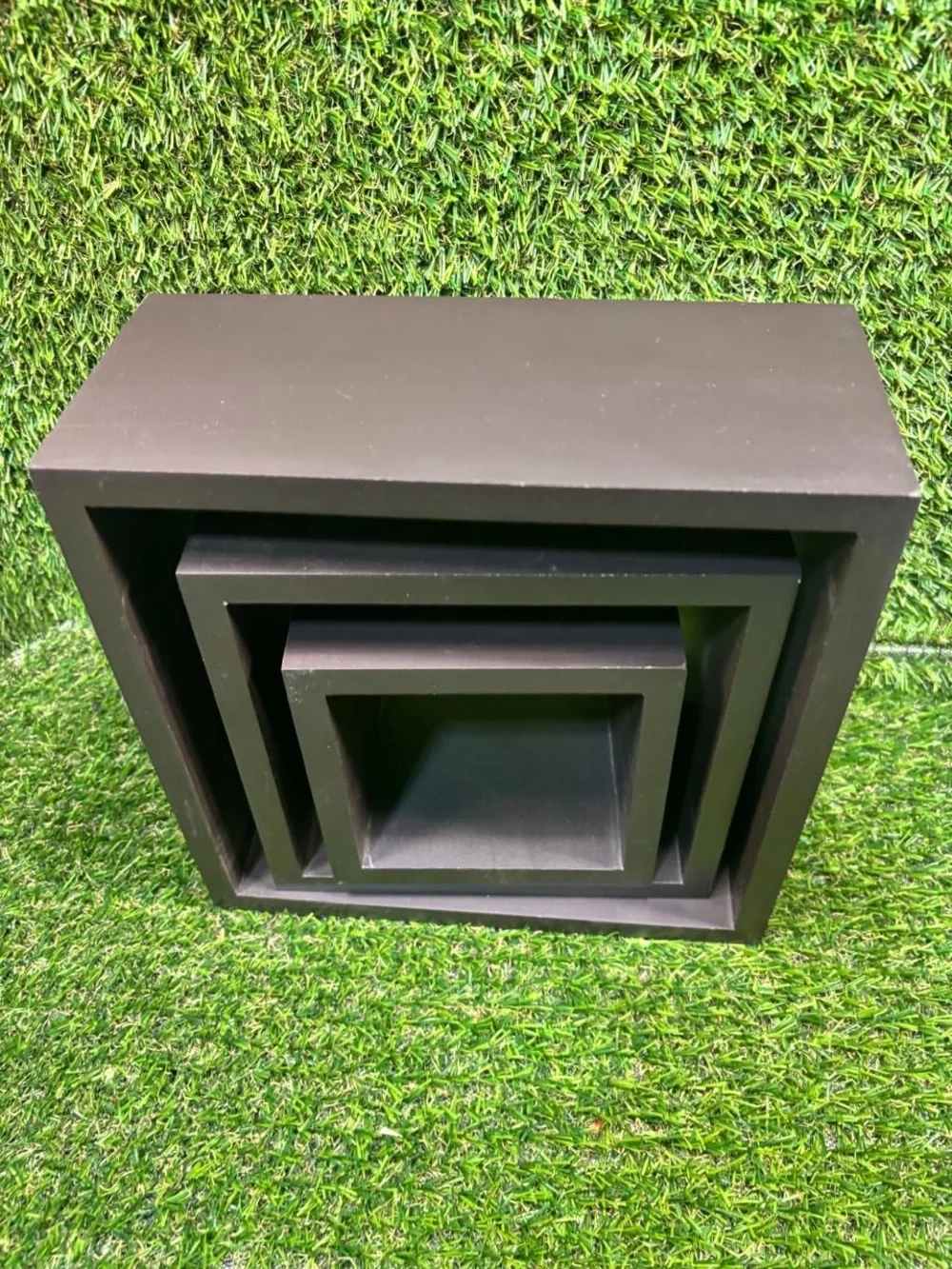 Nesting Square Floating Wall Shelves Set of 3 Espresso Brown Wood